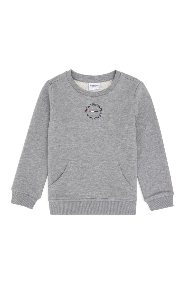 Erkek Çocuk Gri Melanj Basic Bisiklet Yaka Sweatshirt