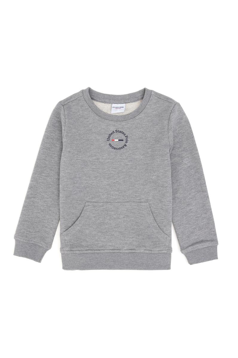 Erkek Çocuk Gri Melanj Basic Bisiklet Yaka Sweatshirt