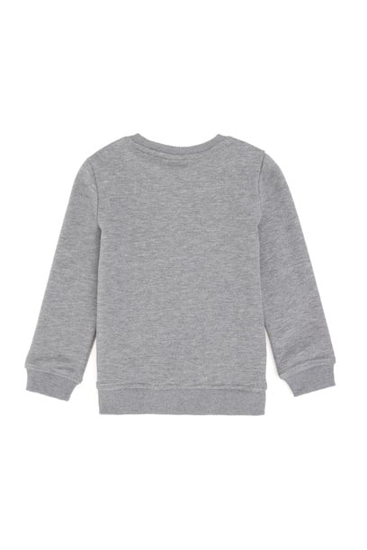 Erkek Çocuk Gri Melanj Basic Bisiklet Yaka Sweatshirt