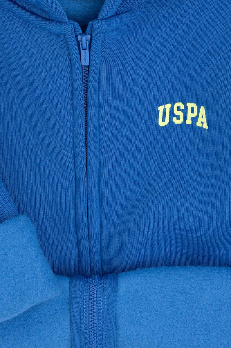 Erkek Çocuk Fermuarlı Kobalt Şardonlu Kapüşonlu Sweatshirt