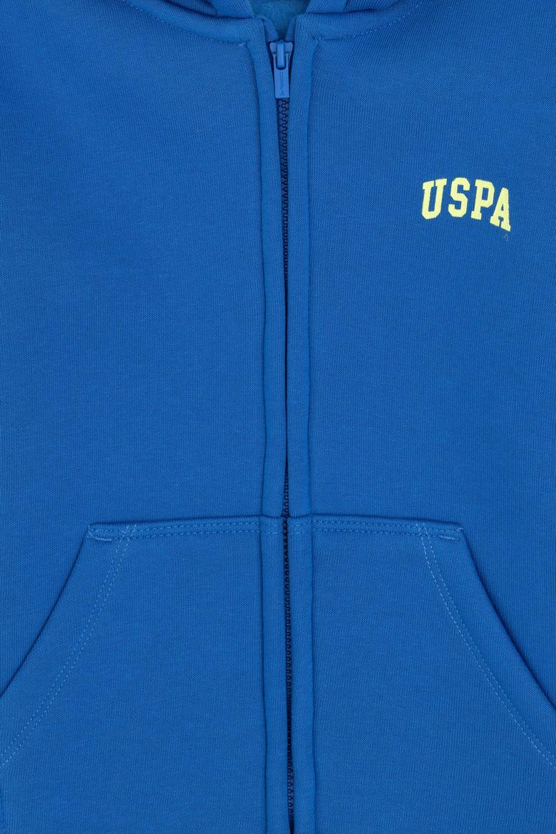 Erkek Çocuk Fermuarlı Kobalt Şardonlu Kapüşonlu Sweatshirt - 50295127017