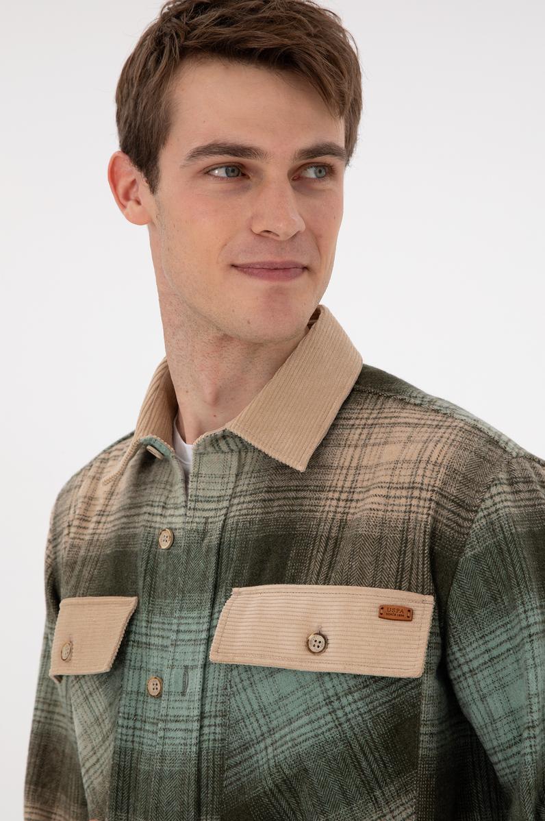 Erkek Haki Uzun Kollu Gömlek