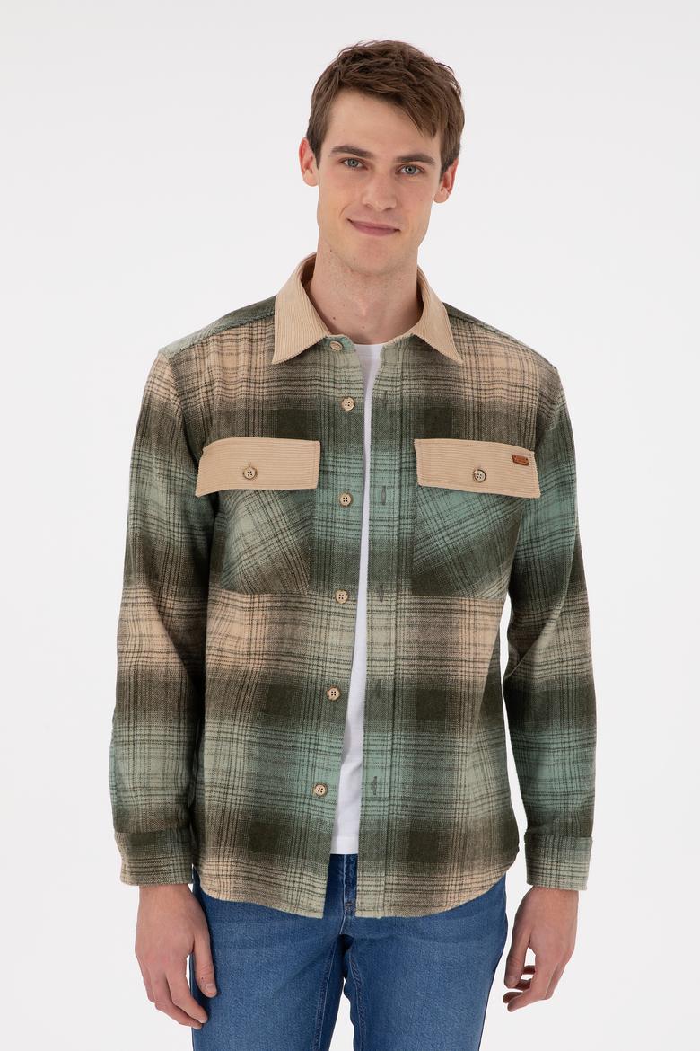 Erkek Haki Uzun Kollu Gömlek