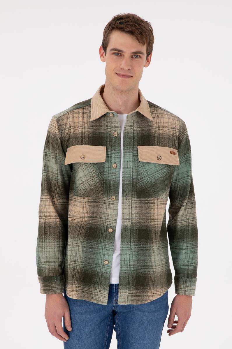 Erkek Haki Uzun Kollu Gömlek