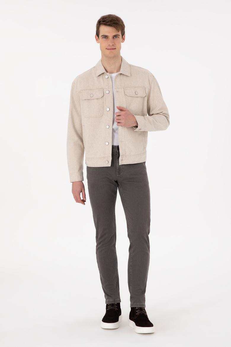 Erkek Bej Jean Gömlek - 50289547009