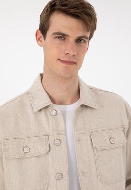 Erkek Bej Jean Gömlek - 50289547009