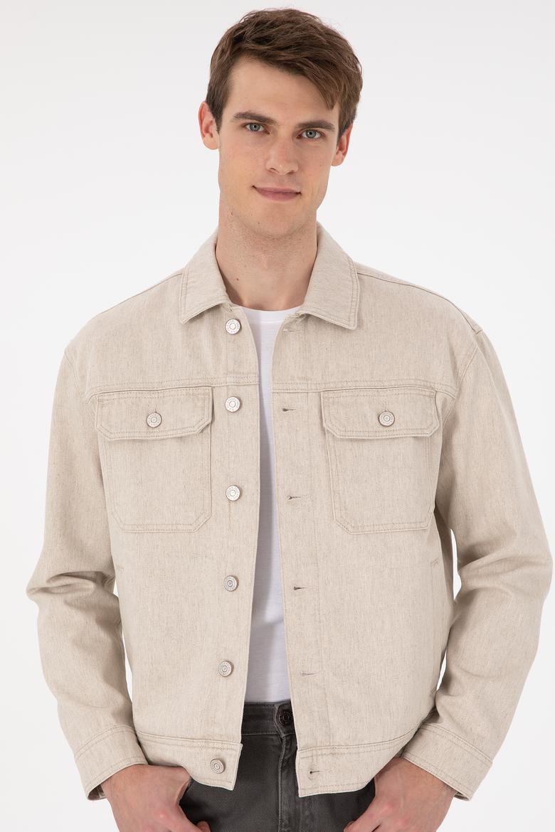 Erkek Bej Jean Gömlek - 50289547009