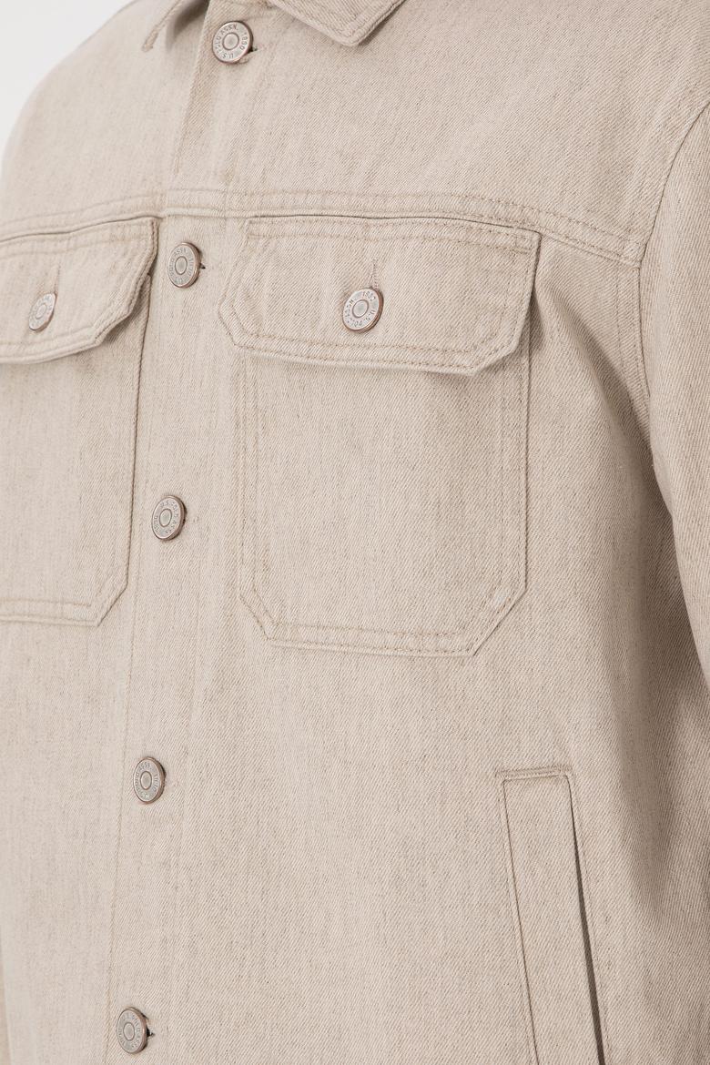 Erkek Bej Jean Gömlek - 50289547009