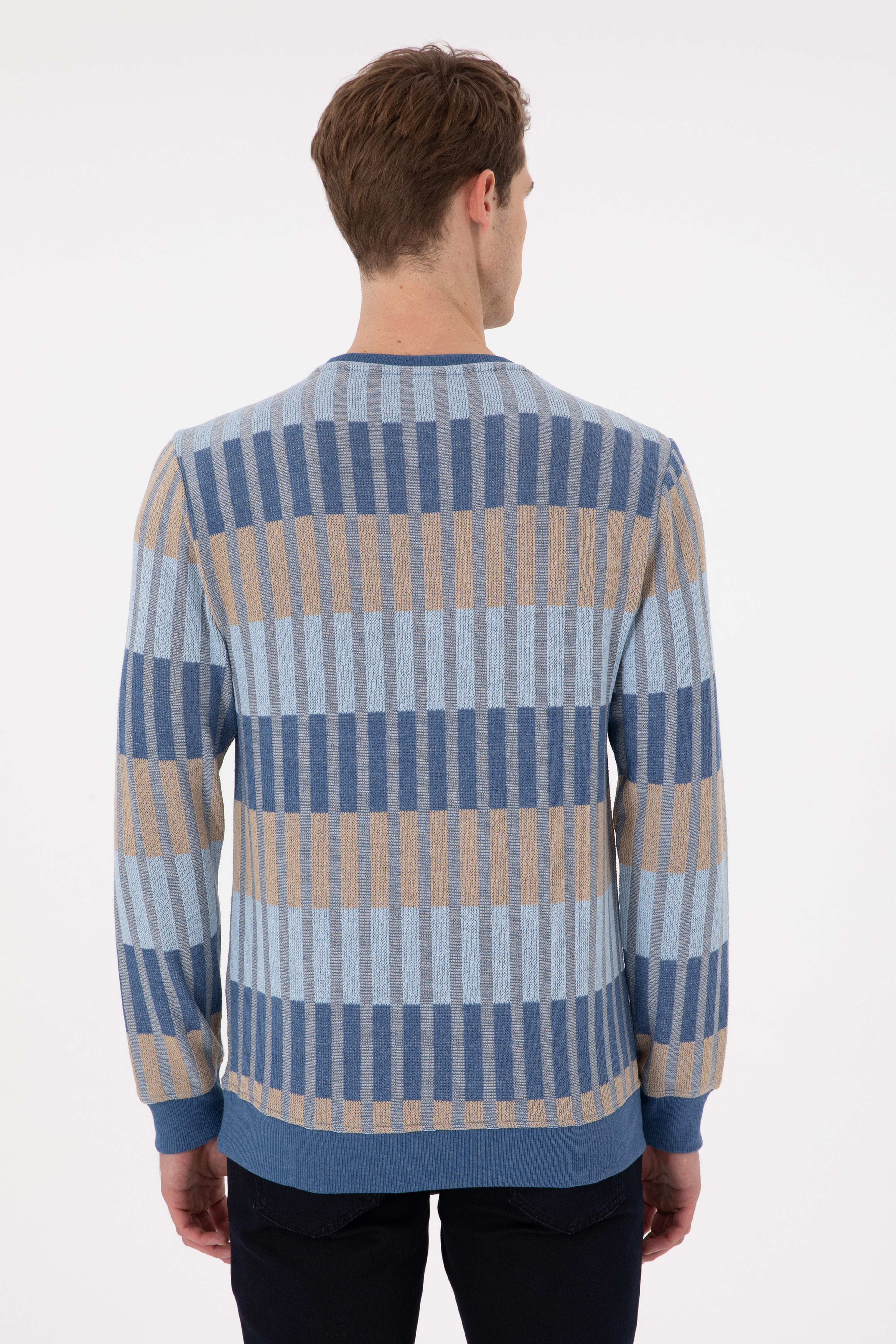 Erkek Regular Fit Bisiklet Yaka Krem Sweatshirt - Image 5