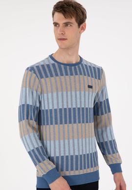 Erkek Regular Fit Bisiklet Yaka Krem Sweatshirt - 50290623027