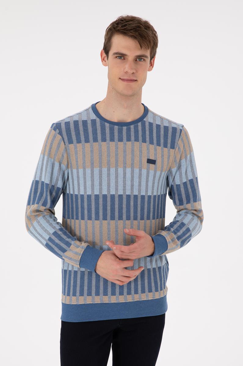 Erkek Regular Fit Bisiklet Yaka Krem Sweatshirt