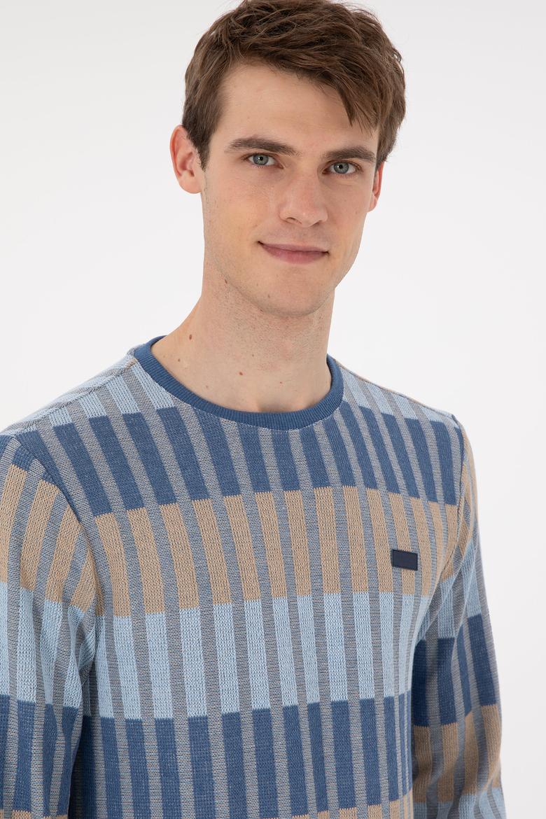 Erkek Regular Fit Bisiklet Yaka Krem Sweatshirt - 50290623027