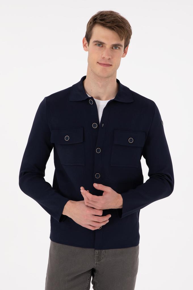 Erkek Lacivert Triko Hırka