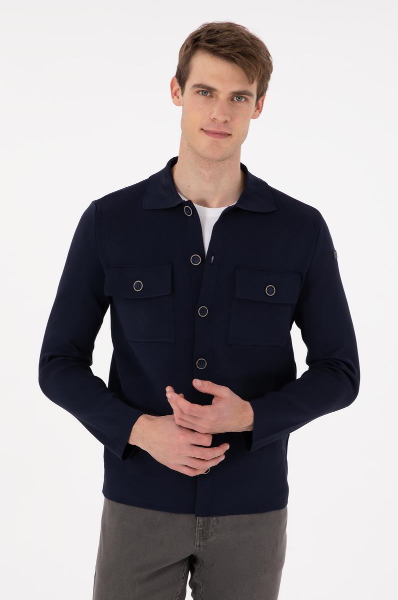 Erkek Lacivert Triko Hırka