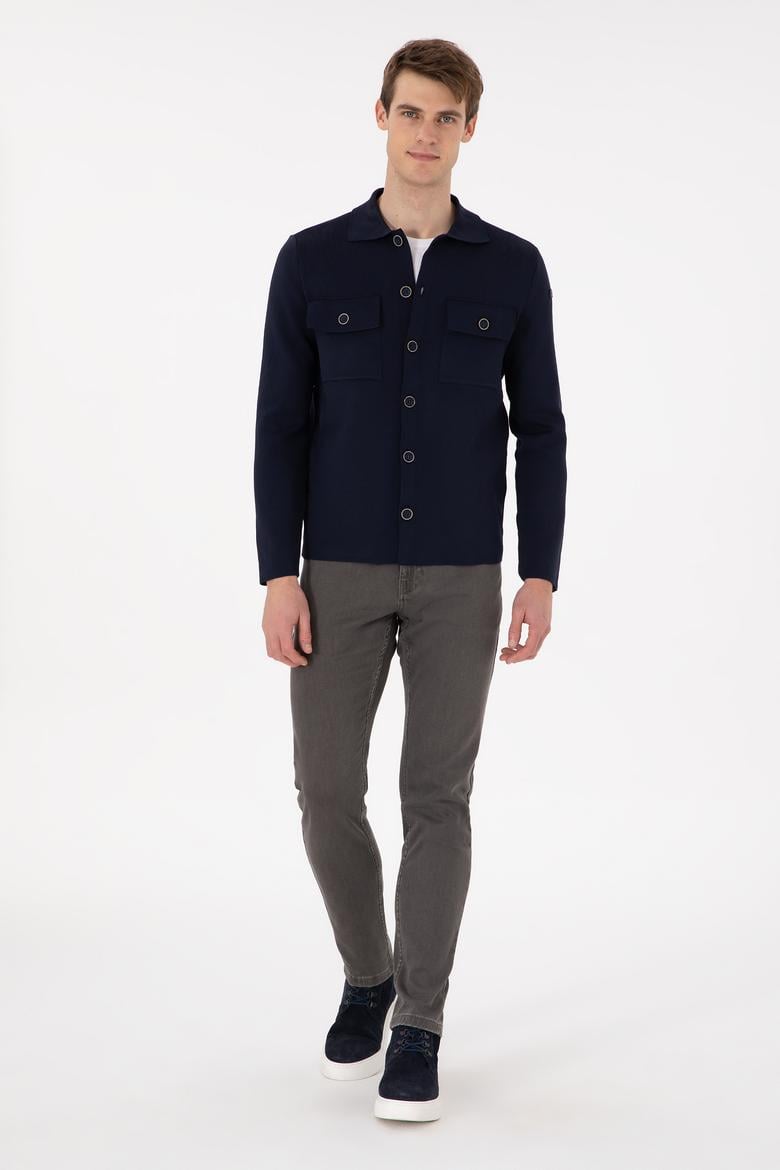 Erkek Lacivert Triko Hırka - 50294169007