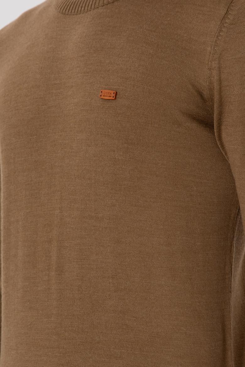 Erkek Slim Fit Bisiklet Yaka Haki Melanj Kazak - 50297040020