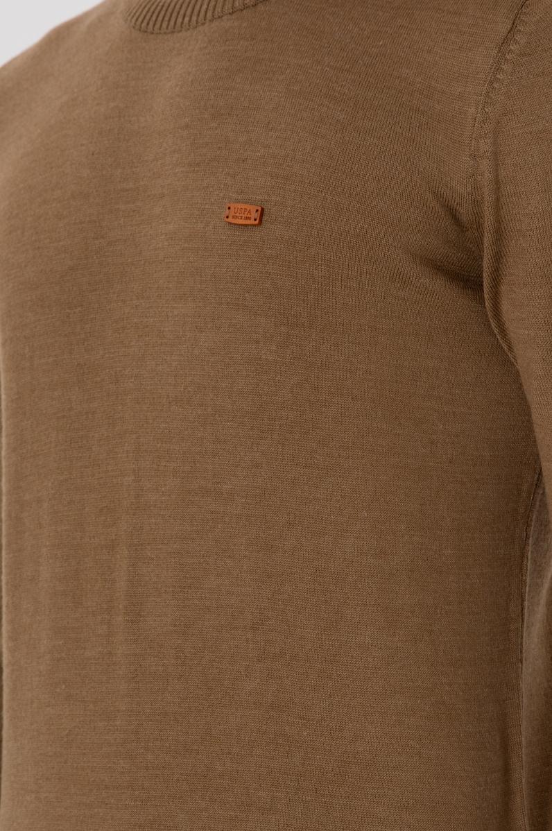 Erkek Slim Fit Bisiklet Yaka Haki Melanj Kazak