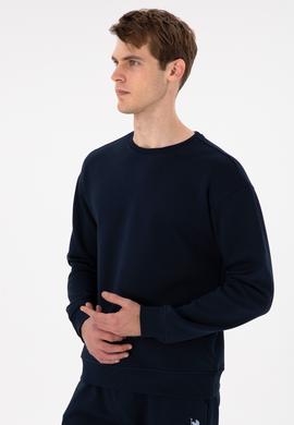 Erkek Comfort Fit Bisiklet Yaka Lacivert Sweatshirt - 50293438019