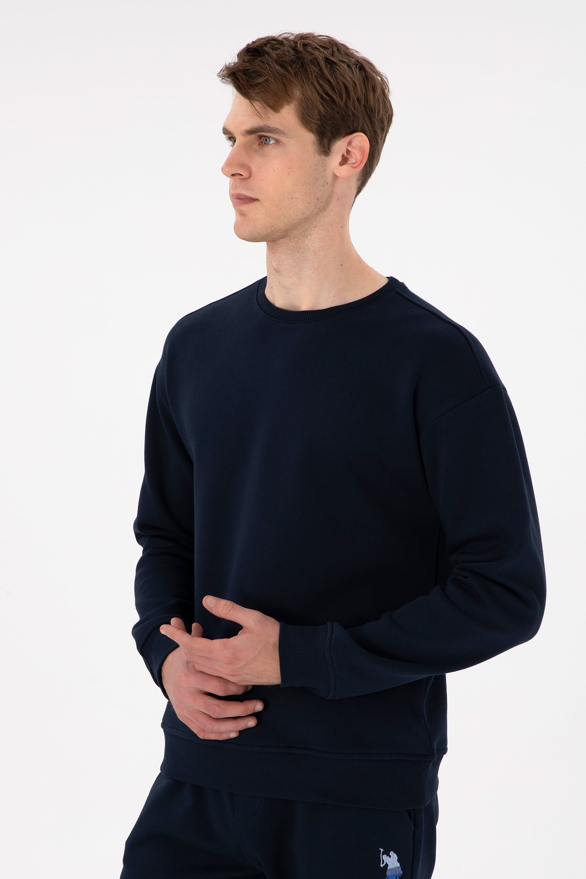 Erkek Comfort Fit Bisiklet Yaka Lacivert Sweatshirt - Image 1