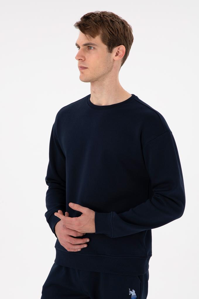 Erkek Comfort Fit Bisiklet Yaka Lacivert Sweatshirt