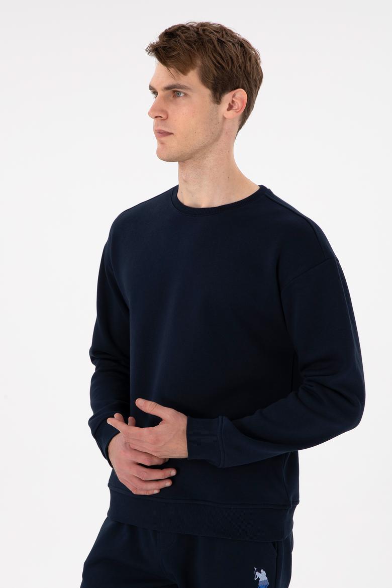 Erkek Comfort Fit Bisiklet Yaka Lacivert Sweatshirt
