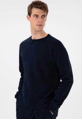 Erkek Comfort Fit Bisiklet Yaka Lacivert Sweatshirt - 50293438019