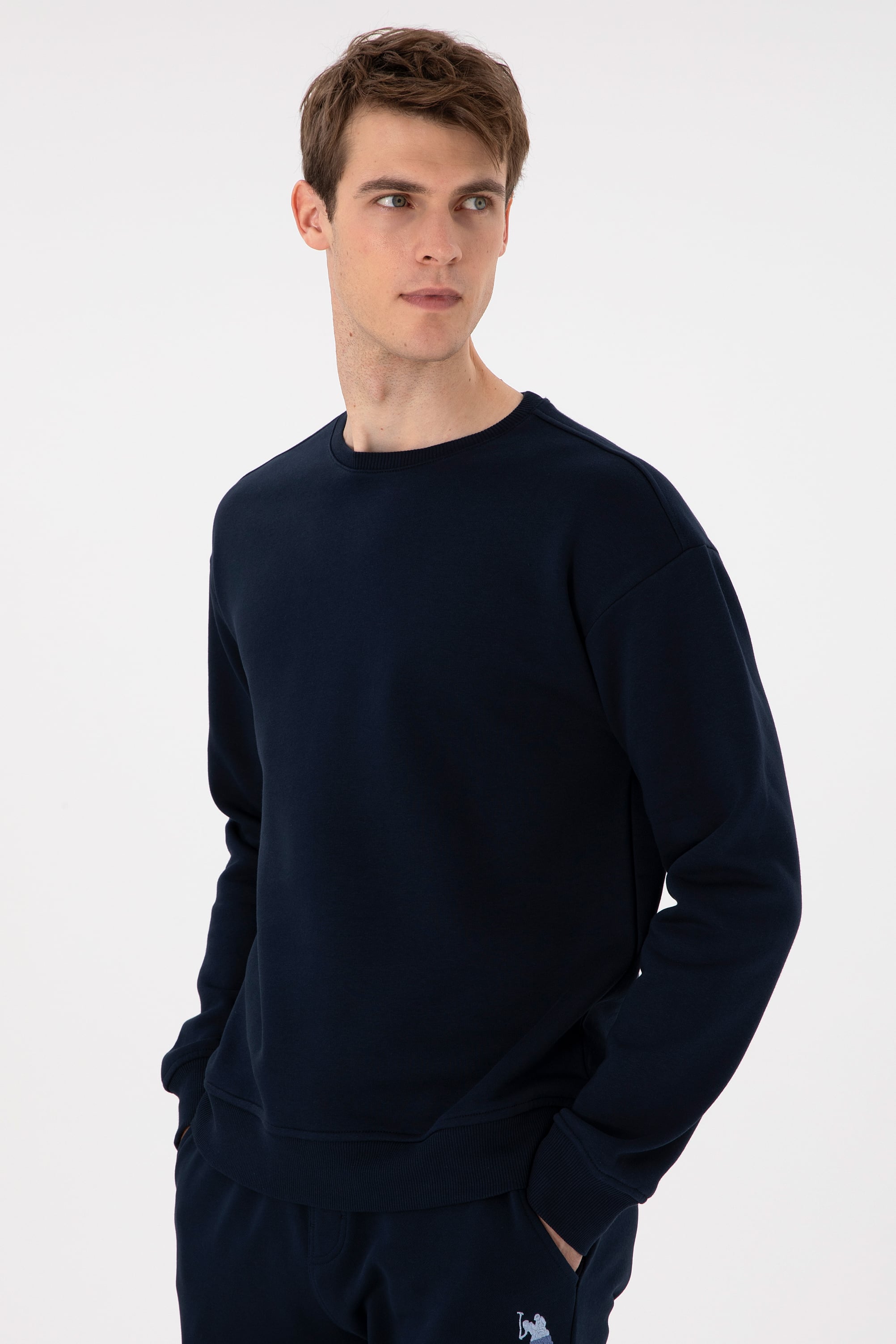 Erkek Comfort Fit Bisiklet Yaka Lacivert Sweatshirt - Image 3