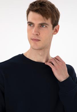 Erkek Comfort Fit Bisiklet Yaka Lacivert Sweatshirt - 50293438019