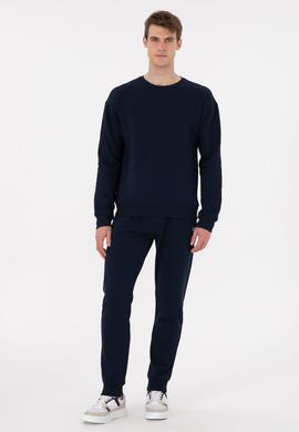 Erkek Comfort Fit Bisiklet Yaka Lacivert Sweatshirt - 50293438019