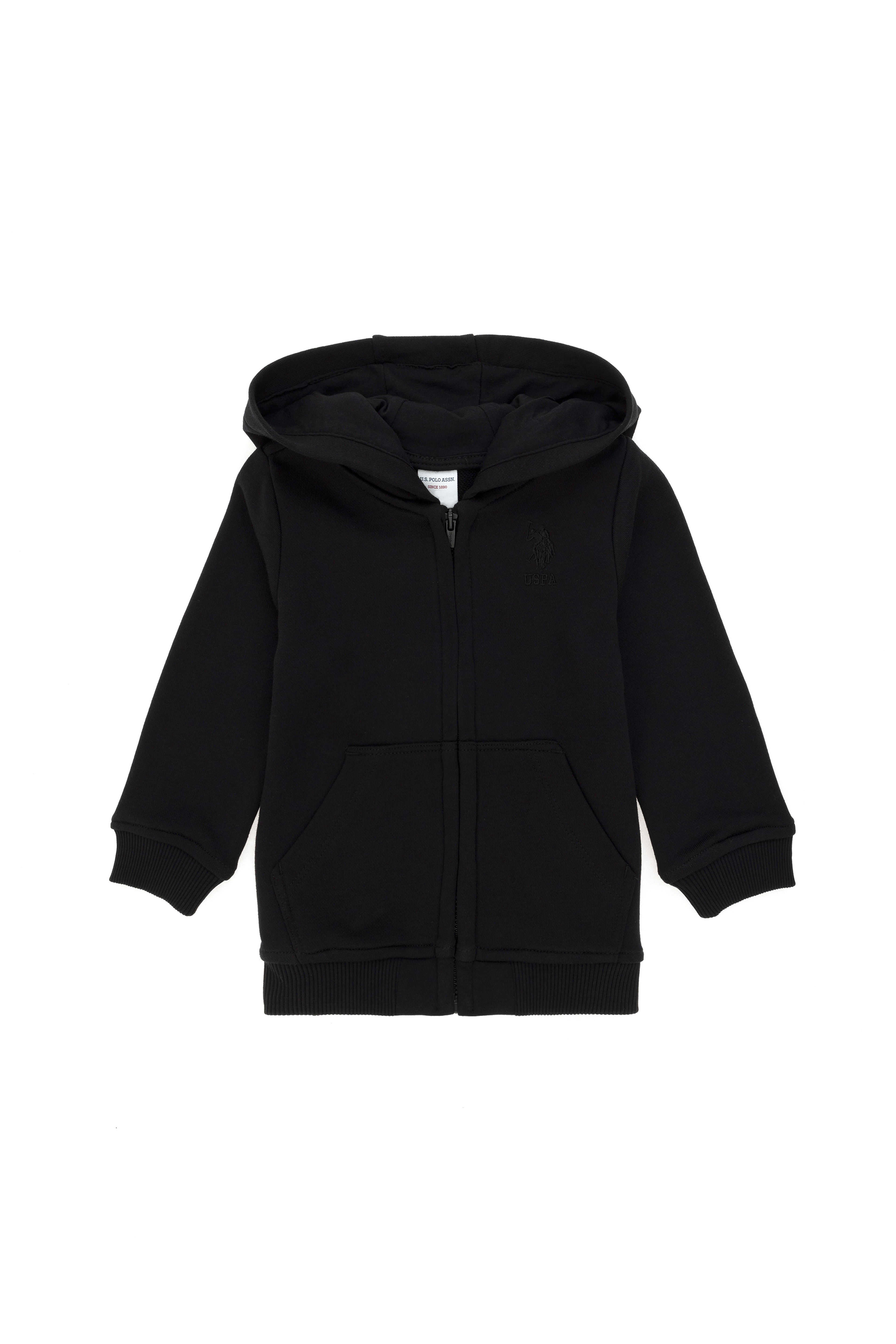 Erkek Bebek Fermuarlı Siyah Basic Sweatshirt - Image 1
