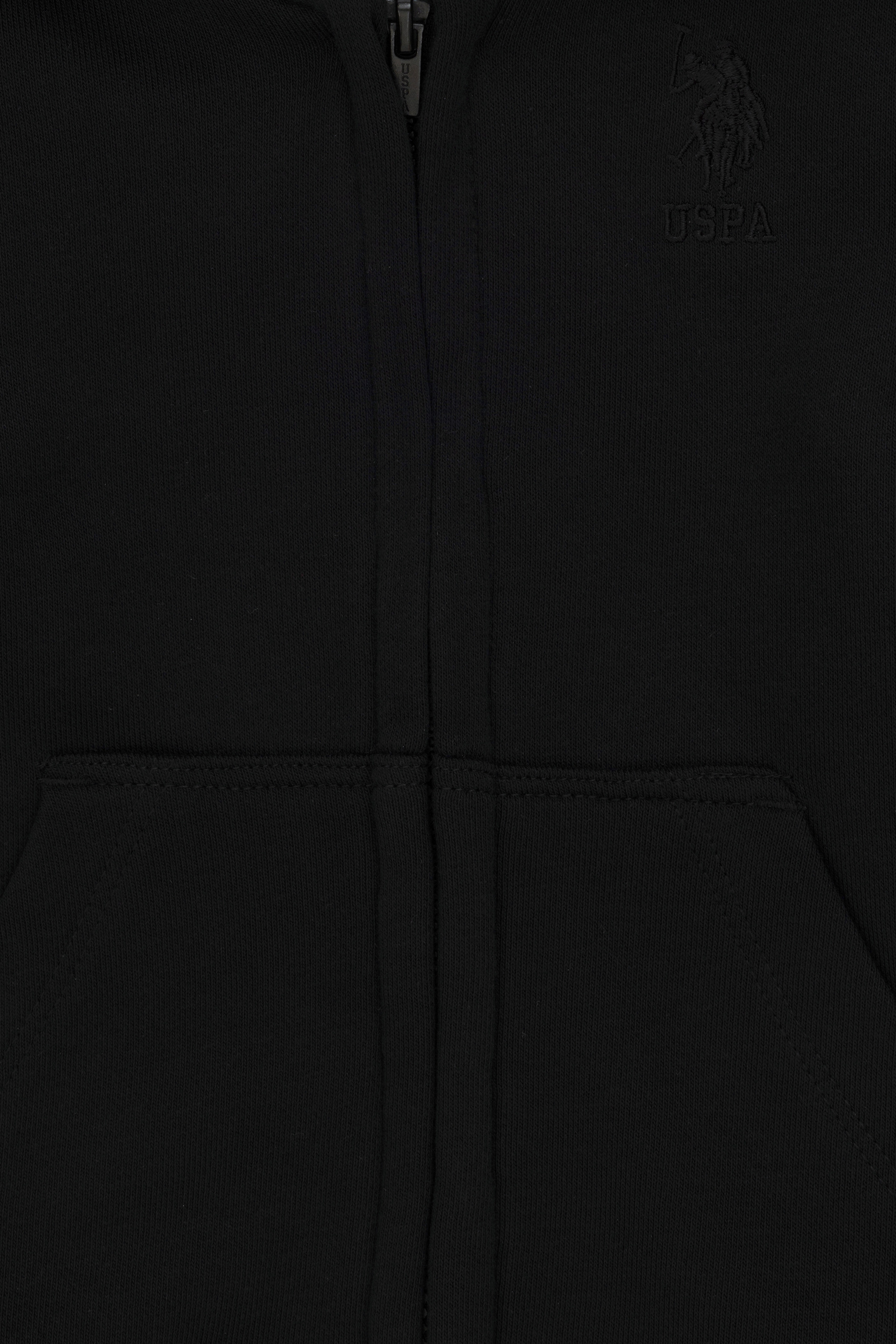 Erkek Bebek Fermuarlı Siyah Basic Sweatshirt - Image 3