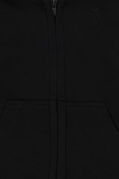 Erkek Bebek Fermuarlı Siyah Basic Sweatshirt