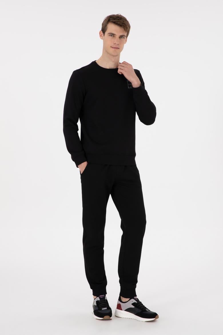 Erkek Regular Fit Bisiklet Yaka Siyah Sweatshirt - 50293456043