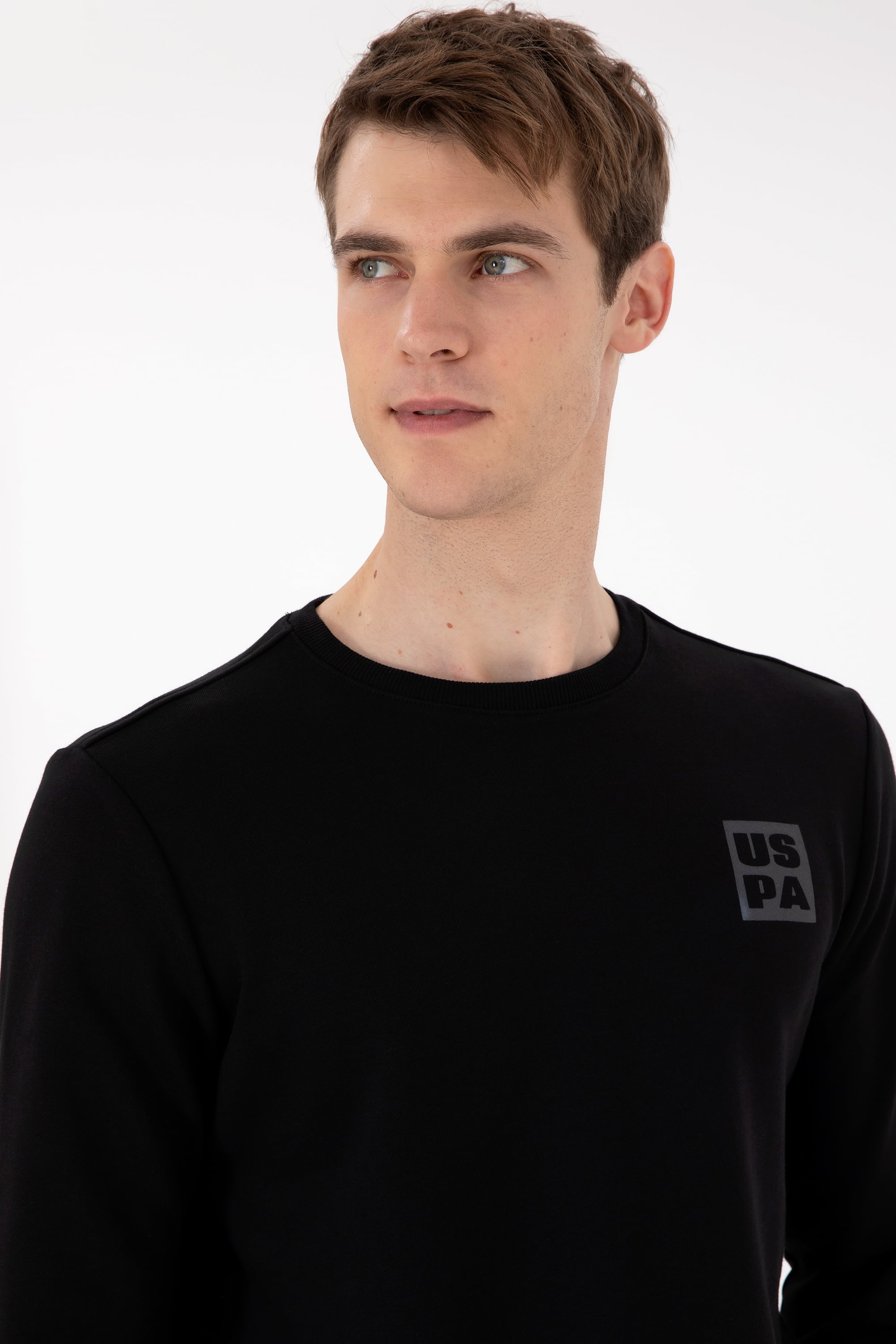 Erkek Regular Fit Bisiklet Yaka Siyah Sweatshirt - Image 2