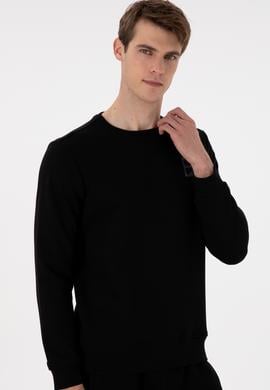 Erkek Regular Fit Bisiklet Yaka Siyah Sweatshirt - 50293456043