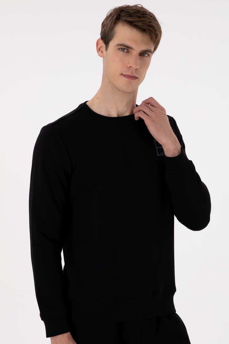Erkek Regular Fit Bisiklet Yaka Siyah Sweatshirt - 50293456043
