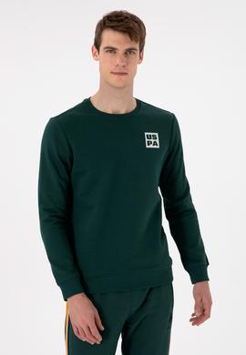 Erkek Regular Fit Bisiklet Yaka Koyu Yeşil Sweatshirt - 50293456036