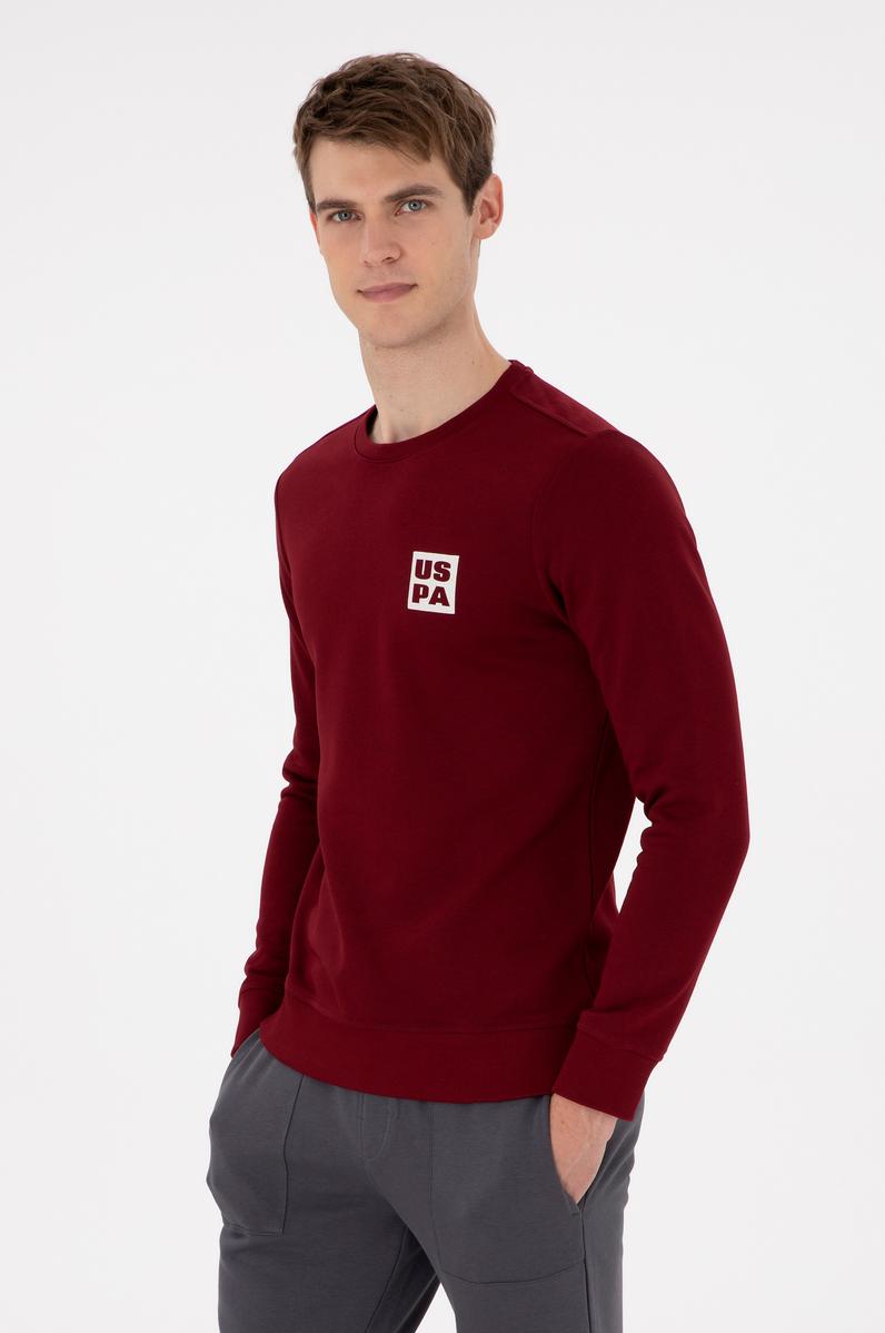 Erkek Regular Fit Bisiklet Yaka Bordo Sweatshirt