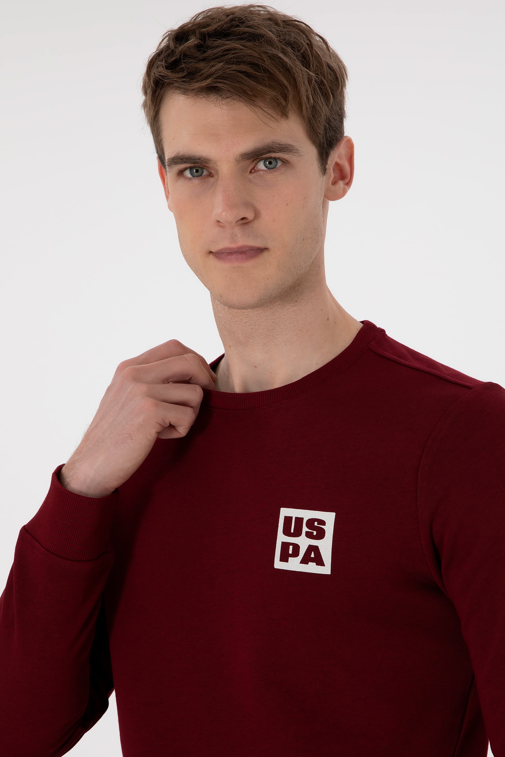 Erkek Regular Fit Bisiklet Yaka Bordo Sweatshirt