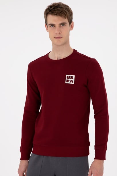Erkek Regular Fit Bisiklet Yaka Bordo Sweatshirt