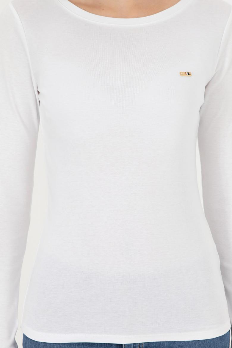 Kadın Beyaz Bisiklet Yaka Sweatshirt - 50297870004