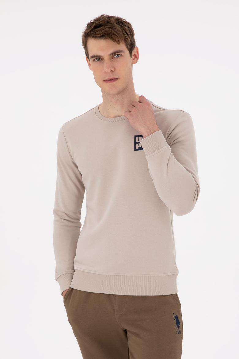 Erkek Regular Fit Bisiklet Yaka Taş Sweatshirt