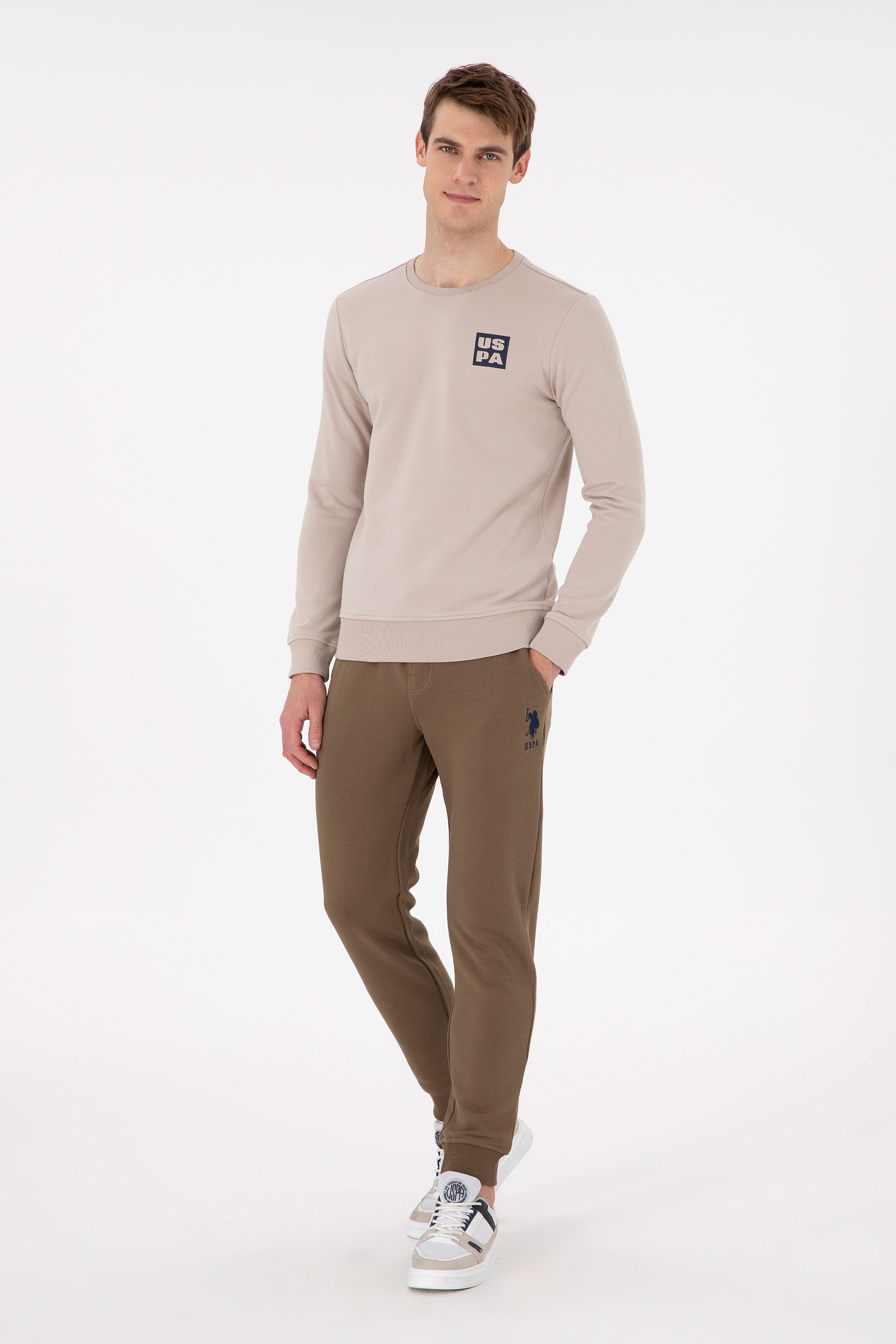 Erkek Regular Fit Bisiklet Yaka Taş Sweatshirt