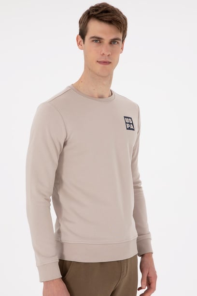 Erkek Regular Fit Bisiklet Yaka Taş Sweatshirt