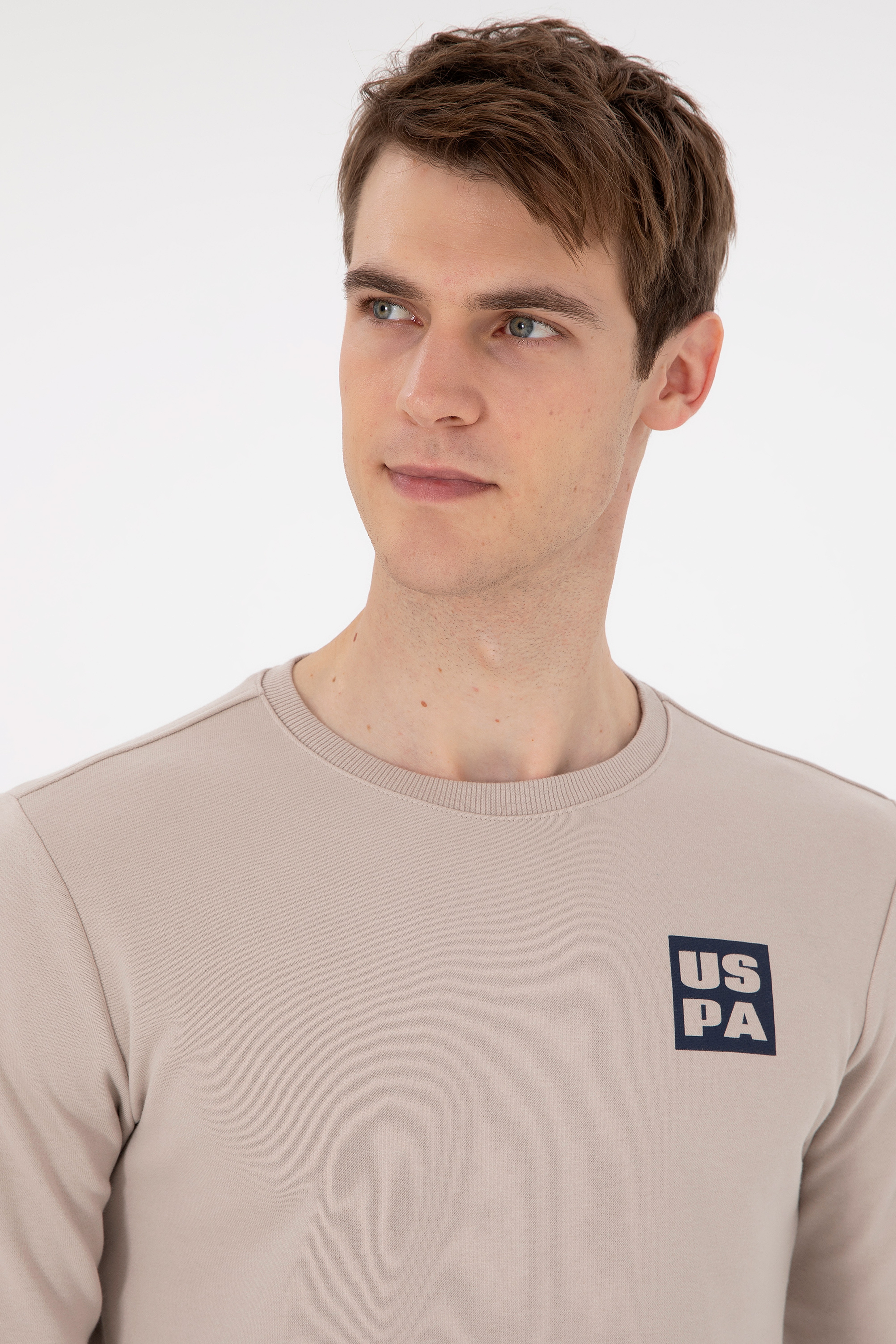 Erkek Regular Fit Bisiklet Yaka Taş Sweatshirt - Image 2