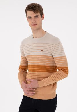 Erkek Slim Fit Bisiklet Yaka Camel Kazak - 50297071015
