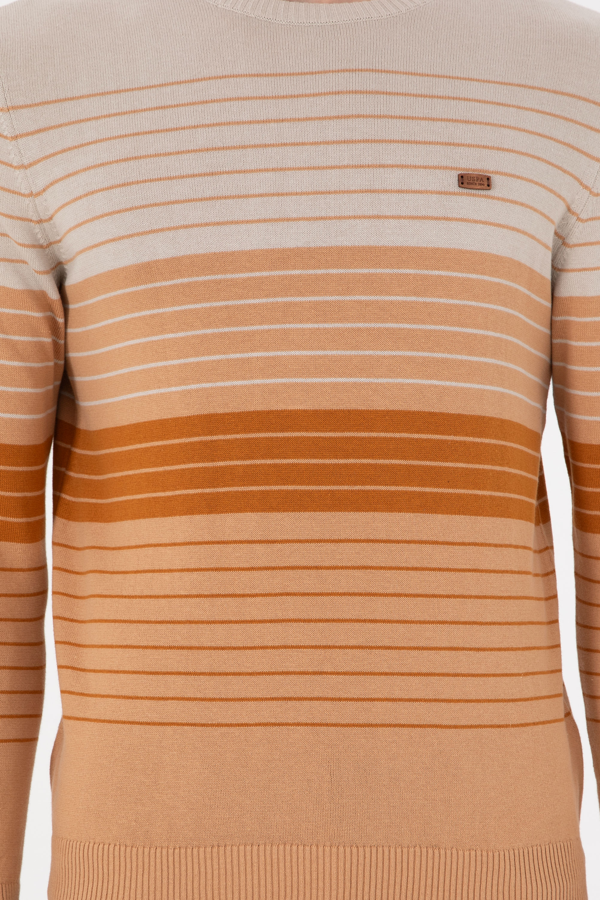 Erkek Slim Fit Bisiklet Yaka Camel Kazak