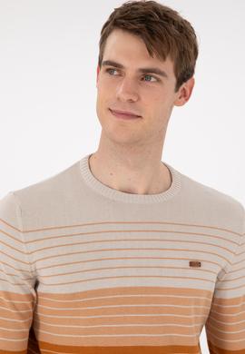 Erkek Slim Fit Bisiklet Yaka Camel Kazak - 50297071015