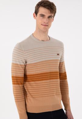 Erkek Slim Fit Bisiklet Yaka Camel Kazak - 50297071015
