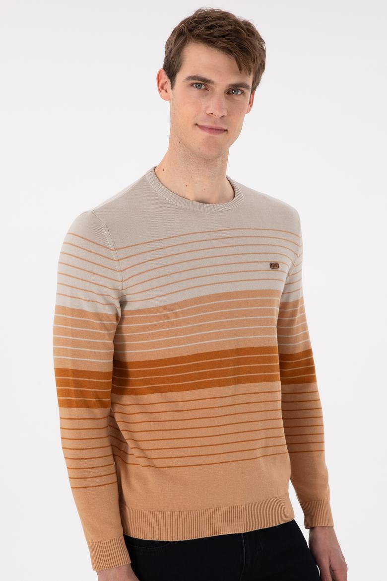 Erkek Slim Fit Bisiklet Yaka Camel Kazak - 50297071015